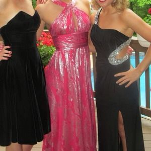 Black open back prom dress