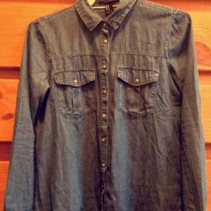 Denim button up long sleeve shirt