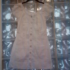 Versatile white button down baby doll dress Small