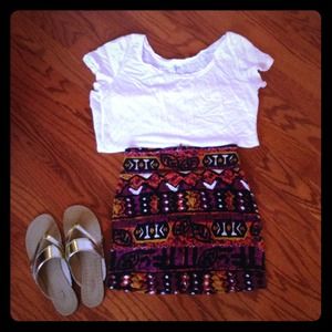 Bar III Tribal Stretch Skirt