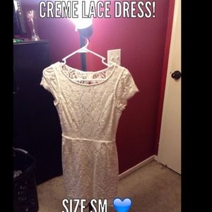 Open-back Creme colored lace dress size sm!