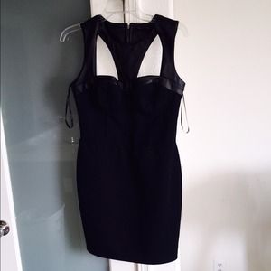 black and leather dress