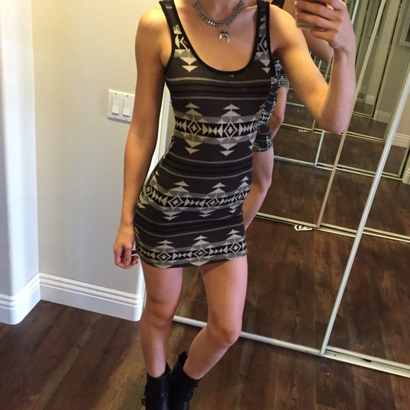 Aztec print sweater dress