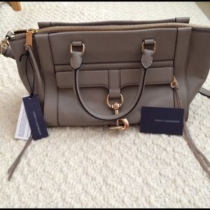 Rebecca Minkoff Bowery Leather Satchel Bag, Taupe