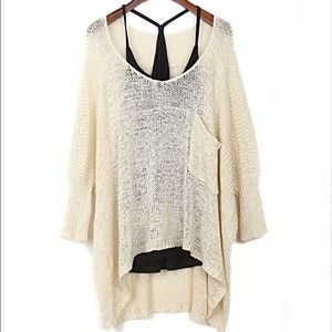 Batwing Beige Knit Top