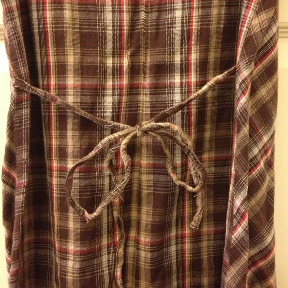 Brown plaid tribal sundress with pockets - Picture 4 of 4