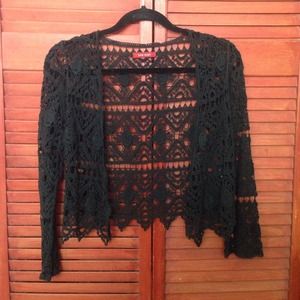 Cropped Crochet Cardigan