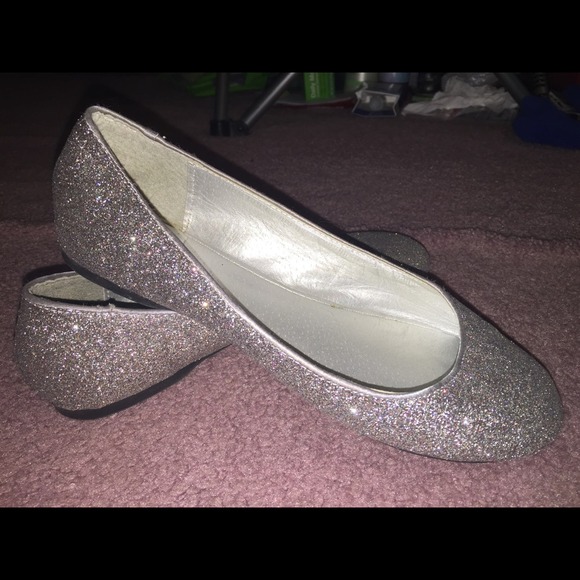 Silver sparkle flats.