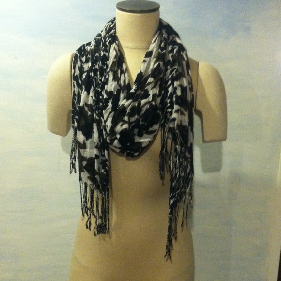 Black, white, and brown scarf