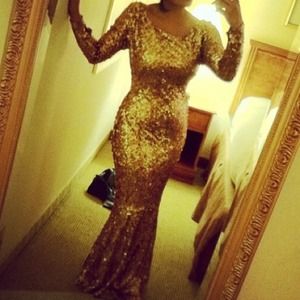 Handmade Gold Sequin Gown