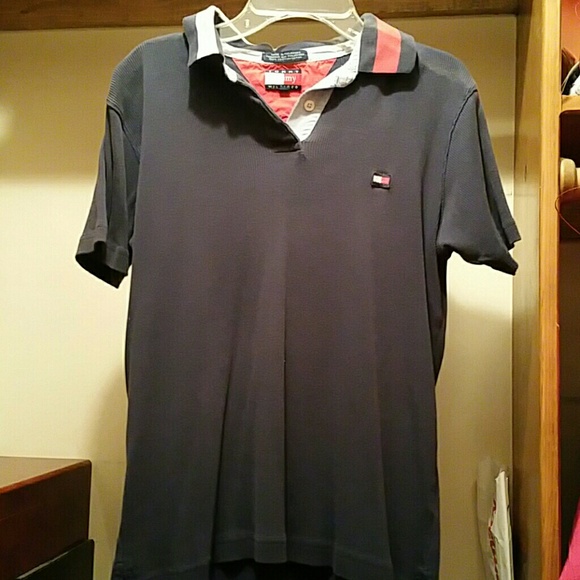 Navy blue Tommy Hilfiger collared shirt
