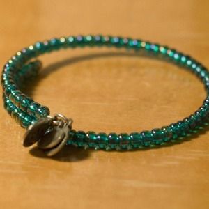 Alex and Ani teal beaded wrap bracelet