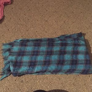 Blue and pink plaid scarf