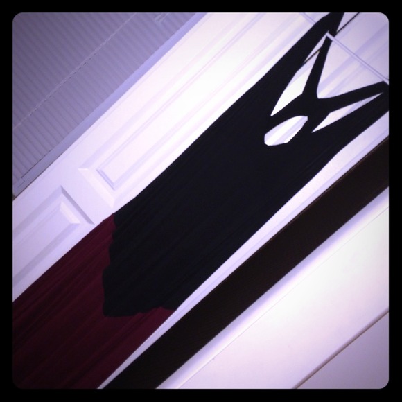 Maroon and black color block maxi dress