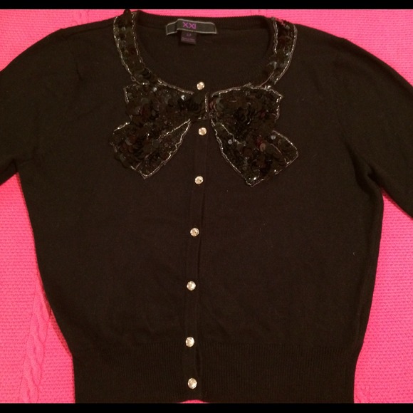 Forever 21 Sequin bow cardigan