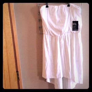 White strapless high low dress EXPRESS