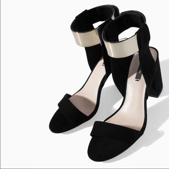 Zara Sandal Heel with Metallic ankle straps