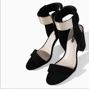 Zara Sandal Heel with Metallic ankle straps