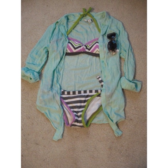 🚫Sold🚫 Versatile turquoise button down - Picture 3 of 4