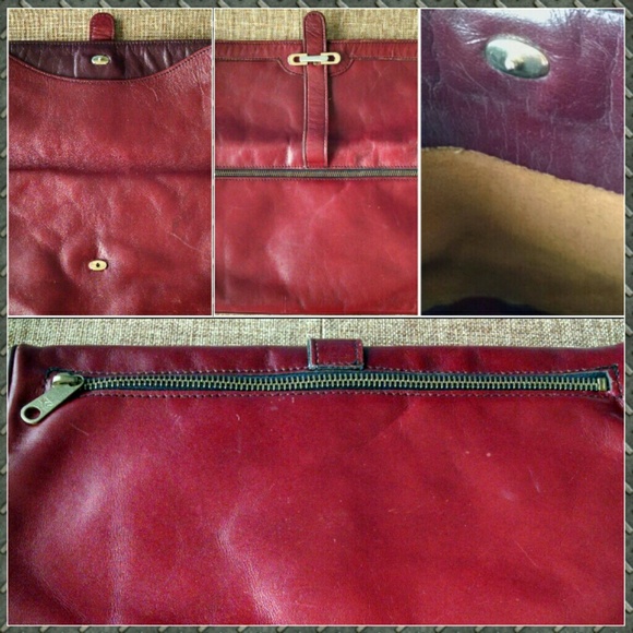 🐞VTG🐞Foldover Red Leather Clutch✨ - Picture 2 of 5