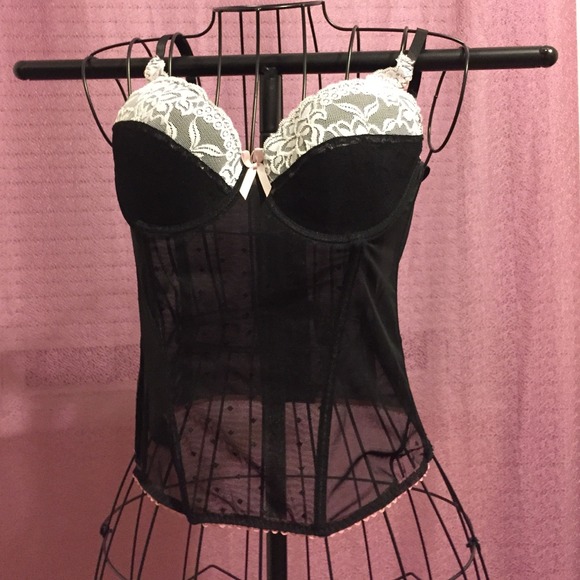 Pink and Black lace bustier