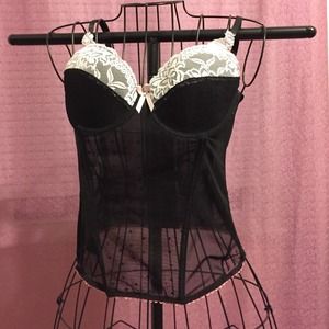 Pink and Black lace bustier
