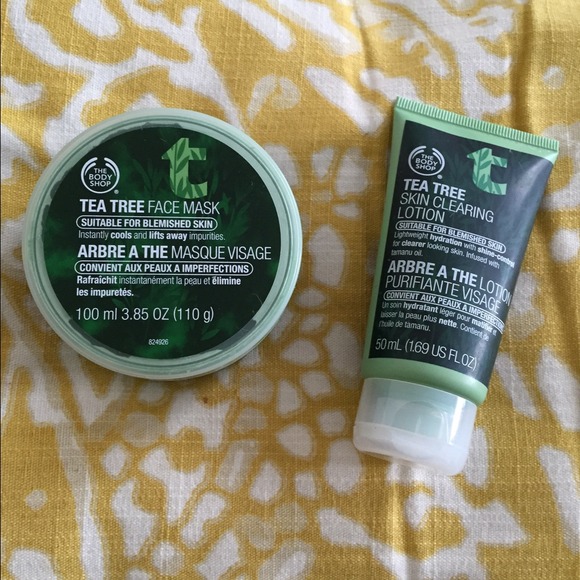 The body shop tea tree mask and lotion.