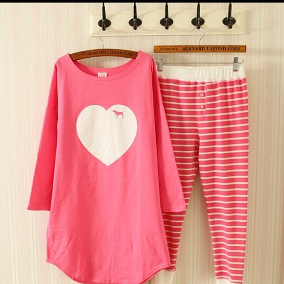 brand new pink pajama set, super cute, one size