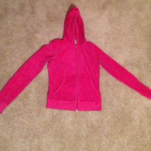 Pink velour juicy couture zip up hoodie