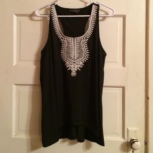 Black racer back high low tank