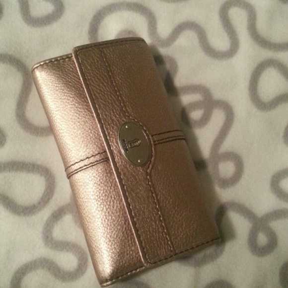 Gold metallic fossil wallet