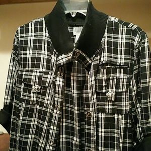 Black plaid crop jacket