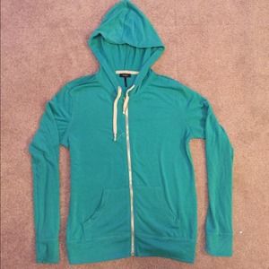 Turquoise zip-up hoodie sweatshirt