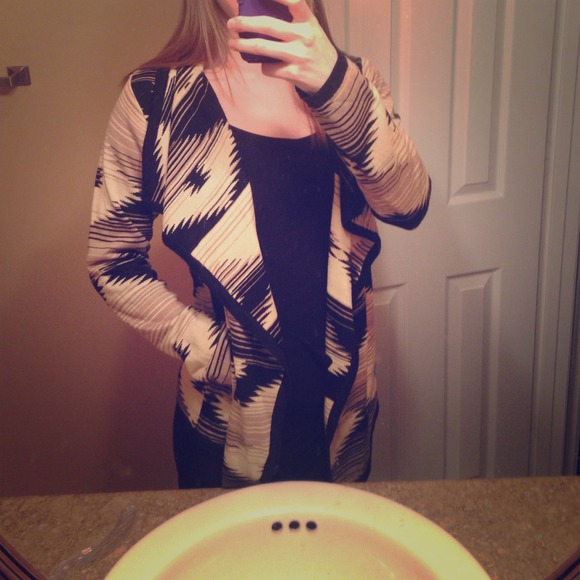 Black and Tan open front sweater/cardigan.