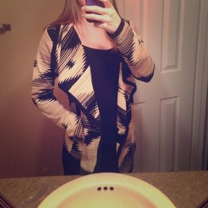 Black and Tan open front sweater/cardigan.