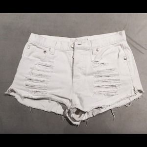 White Distressed Denim Short