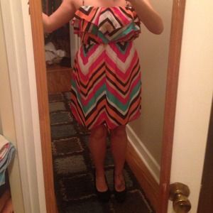 Chevron strapless dress