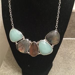 Silver stone statement necklace