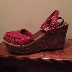 Steve Madden Red leather wrap strap stacks