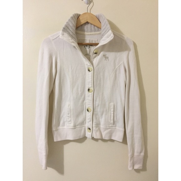 Abercrombie & Fitch white knit collar jacket