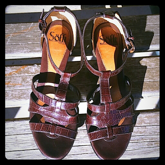 Sofft Brown Leather Heels Dress Shoes size 9m