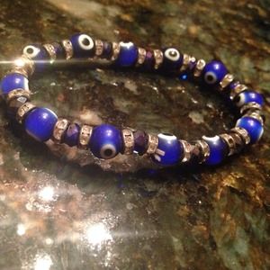 Evil eye bracelet with rhinestones