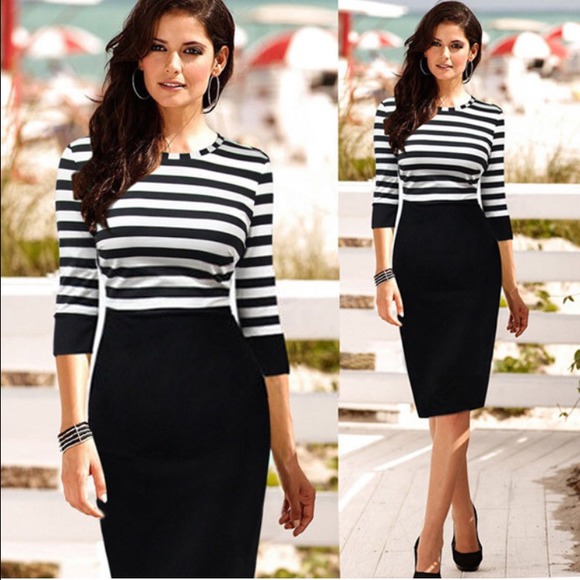 Striped Patchwork Corset Pencil Dress