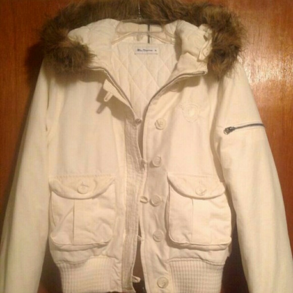Ben Sherman Ivory Coat Jacket w/ Faux Fur Collar