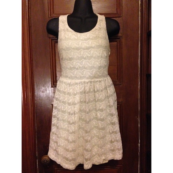 Off-White Lace Flare Dress