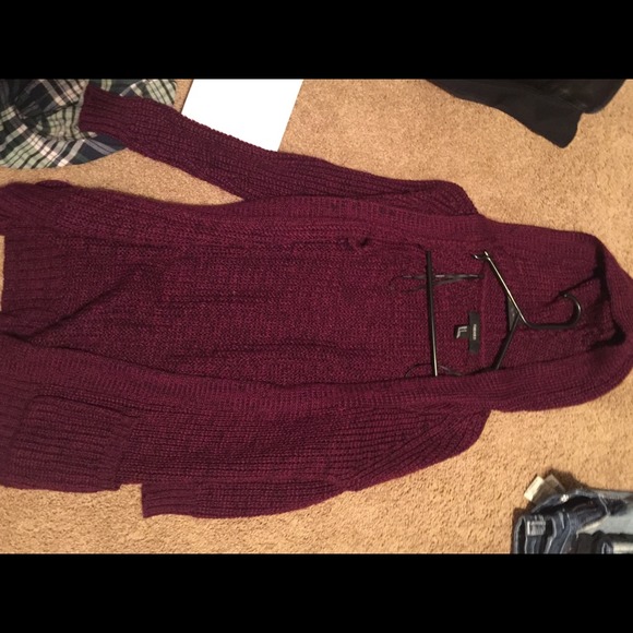 maroon cardigan