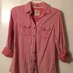 Striped red and white button up