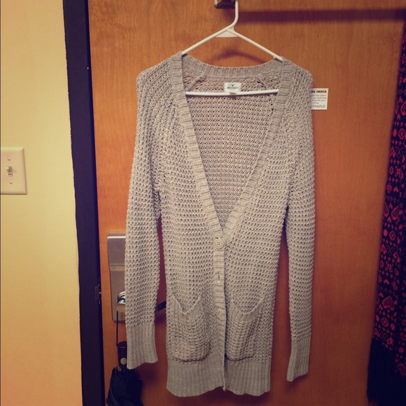 Grey/tan colored cardigan