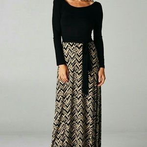 Maxi Dress with Chevron Stripe