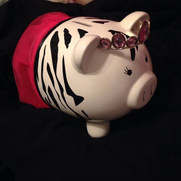 🌴SALE🌴 Zebra pink tutu and crown piggy bank.